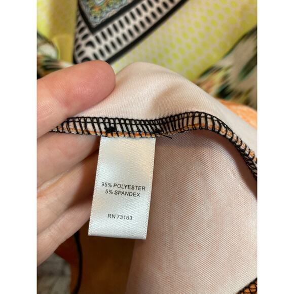 Melissa Paige Dress Womens Medium Sheath Pastel Mixed Print High Neck Stretch - Picture 3 of 16